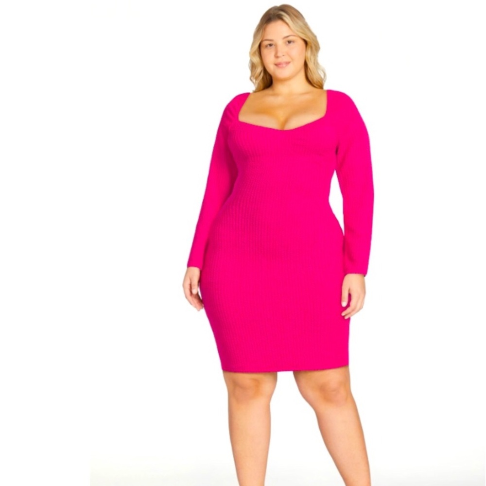 Madden NYC~NWT~Women’s Textured Dress in Punk Pink~Size XXL - Picture 1 of 10